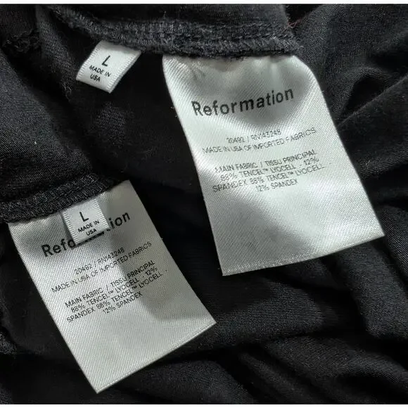 Reformation Top Skirt Set Black Rylan Two Piece Knit Twist Front Misses Size L - Picture 9 of 11